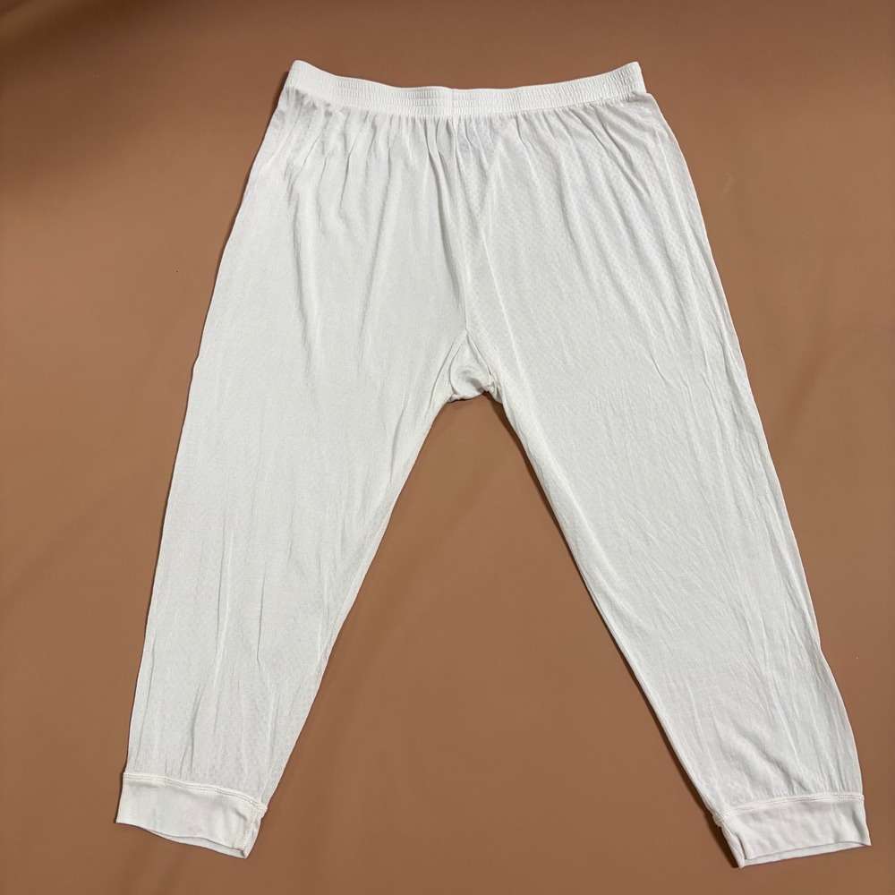 LL Bean Womens Large Silk Base Layer Pants Cream Pointelle Knit Long Underwear